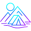 Futuristic mountain and camping landscape