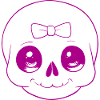 Playful cute skull with bow