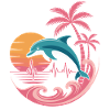 Dolphin and palm sunset design