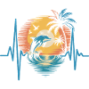 Dolphins and sunset scene