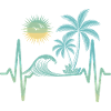 Tropical palm trees and waves