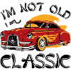 Roter Oldtimer mit Sunset Design