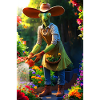 Humanoid Gardening Mantis with Barn Hat