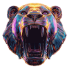Neon Lion Head Art Design