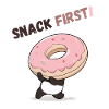 Playful panda bear with donut