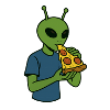 Alien mit Pizza-Snack-Design