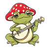 Grenouille champignon avec guitare