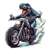 T-Rex préhistorique sur moto