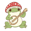 Grenouille champignon avec guitare