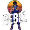 Rebellious cyber teen with sunset