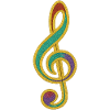 Buntes Glitzer-Violinschlüssel-Design