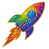 Rainbow Rocket Glitter Design