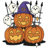 Halloween Kawaii Design Pumpkins Ghosts