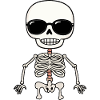 Skeleton with sunglasses and style
