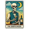 Skeleton bartender with moon sky