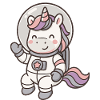 Cute unicorn astronaut with pastel colors