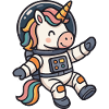 Fantasievoller Einhorn-Astronaut Regenbogenmähne