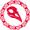 Red Viking Raven Skull