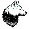 Wolf Silhouette Nachtwald Design