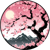 Cherry Blossom Mountain Landscape