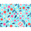 Blumenmuster mit Surfbrettern auf Himmelblau
