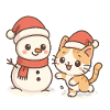 Cute Christmas Cat Snowman