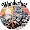 Snow Leopard on Mountain Sunset
