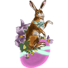 Hase_auf_Ei_rosa_im Art Nouveau peint