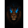 Passionate lion head with blue energy