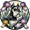 Scholarly Schnauzer Floral Portrait