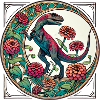 Vibrant Dinosaur Floral Art