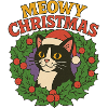 Festive Cat Christmas Wreath Design