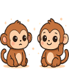 Singes joueurs avec contact visuel