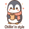 Cute penguin with coffee
