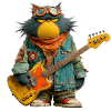 Rockiger Katzenmusiker im Retro-Style