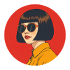Bold retro aesthetic with sunglasses