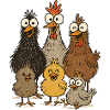 Laughing chickens and chicks