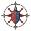 Wappen mit mittelalterlicher Rittermotivik