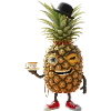 Whimsical Pineapple with Bowler Hat