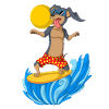 Surfing Dachshund in Summer Attire