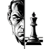Schwarz-Weiß-Schach-Mastermind-Porträt