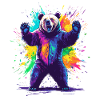 Bär mit bunter Farbexplosion