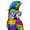 Farbenfroher Disco-Parrot mit Sonnenbrille