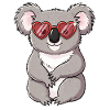 Cuddly koala with heart glasses
