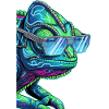 Cyber chameleon with sunglasses