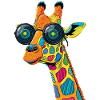 Bunte Giraffe mit Sonnenbrille
