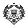 Dark Gothic skull with bats