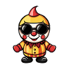 Cartoon clown with sunglasses