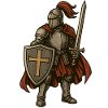 Chevalier épique avec bouclier et épée