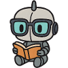 Geek robot with glasses and book